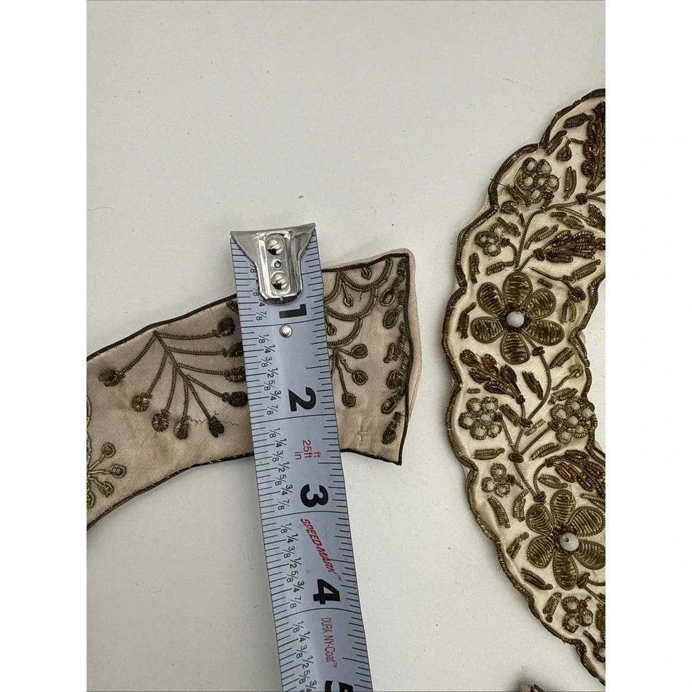 Vintage Bar & Beards Handmade India Beaded Embroidered Collar Applique Trim Lot